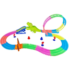 Glow in the Dark Dinosaur Slot Car Race Track Set 143 Piece T-Rex Smoking Stunt Kids Toy