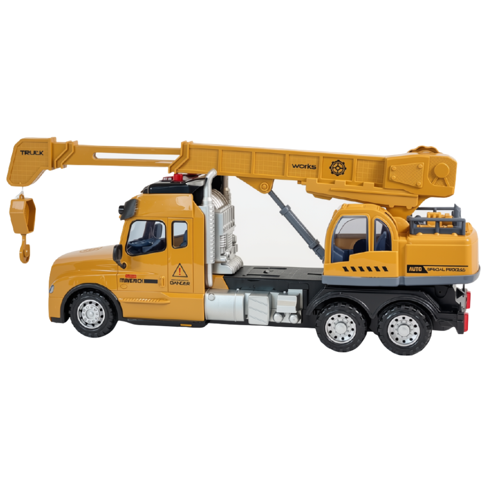 Remote Control Construction Crane Truck RC JCB Style 2.4GHz Working Lights Kids 6+