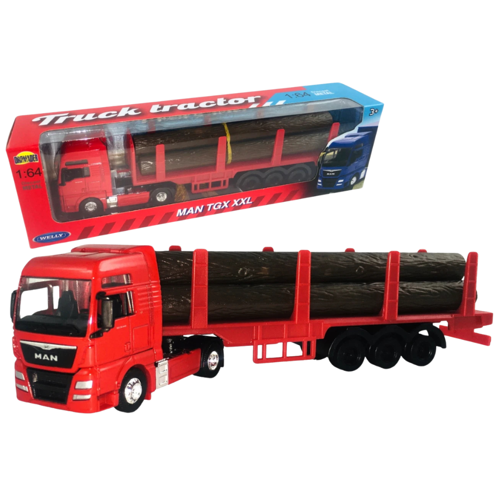 Welly Man Tgx Xxl Timber Transporter Diecast Truck Model Toy 1:64 Scale Swedish Lorry