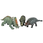 3 Pcs Dino Rhino Toys Styracosaurus Fighting Rhinos and Saichania Dinosaur Referee Play Set
