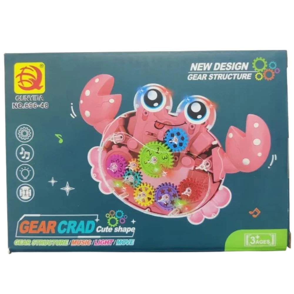 2 Pcs Gear Crab and Car Toys with Flashing Lights and Music Fun Interactive Toys for Kids