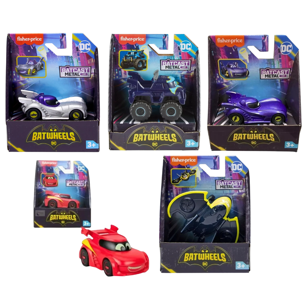 BATWHEELS Batcast Metal 1:55 Scale Die Cast Vehicle Official Fisher Price Batman Toy Car for Kids & Collectors