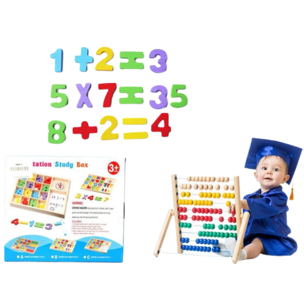 Math Counting Wooden Sticks for Kids Numbers Learning & Maths Operations Game Box New Uk