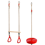 Round Swing Seat & Wooden Trapeze Bar Children's Climbing Frame Accessories