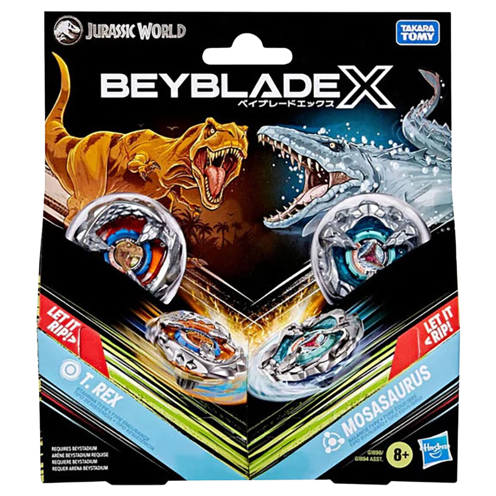 Beyblade X Jurassic World T Rex vs Mosasaurus Multipack G1894 Battle Set