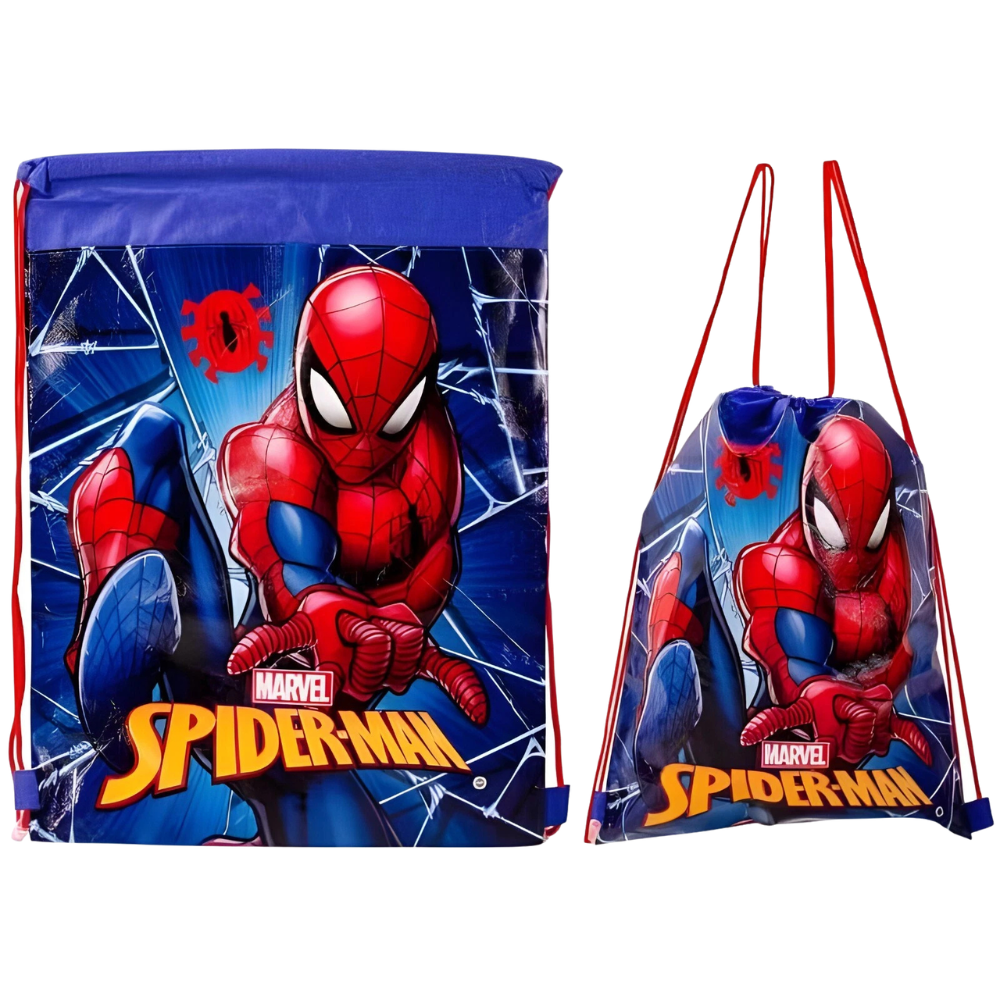 Official Marvel Spider-Man Kids Drawstring Bag 44x33cm, School Gym Sports Swimming PE Kit Bag