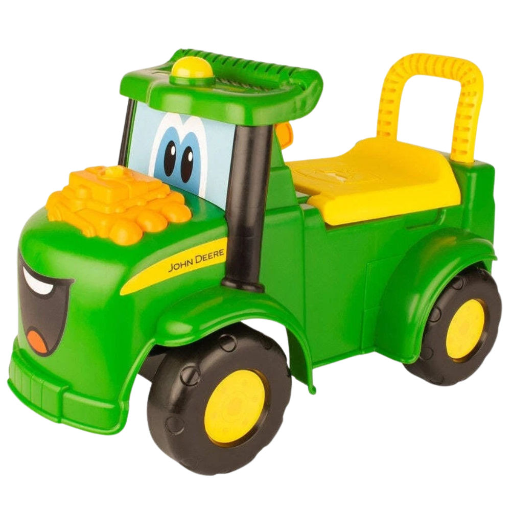 John Deere Johnny Tractor Ride-On Toy with Lights, Sounds, Tool Kit and Storage Seat 3+