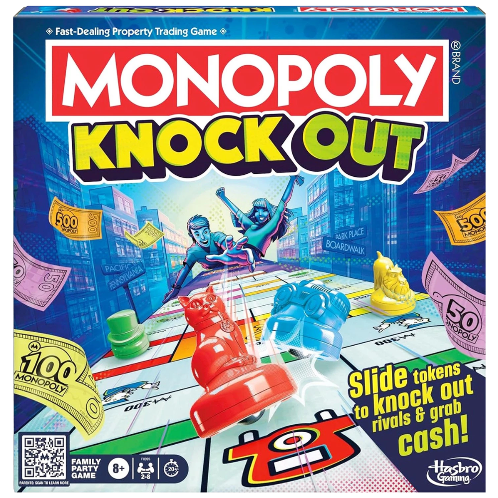 Monopoly Knockout Family Party Board Game Fast Paced Shuffleboard Game for 2-8 Players 8+!