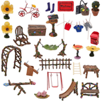 Toyland 25pc Miniature Fairy Garden Accessories Set with Stickers Pots Tea Set Fences Arches