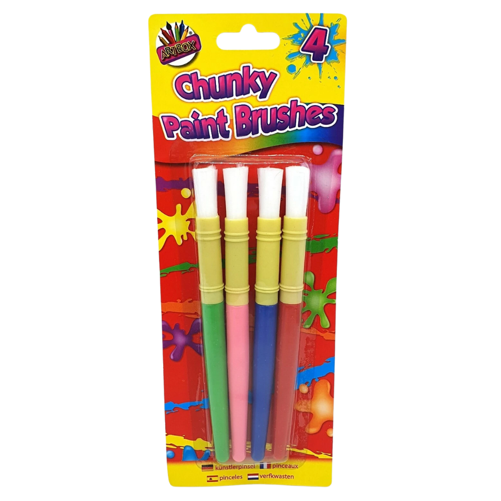 Artbox 4pc Chubby Chunky Paint Brushes Kids Toddler Preschool Art Craft Painting Set Ages+