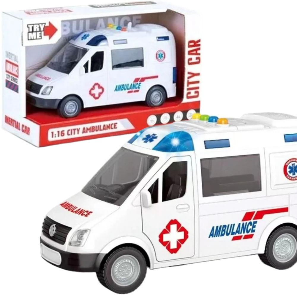 Ambulance Car Toy 1:16 Scale Emergency Rescue Vehicle with Lights and Sounds
