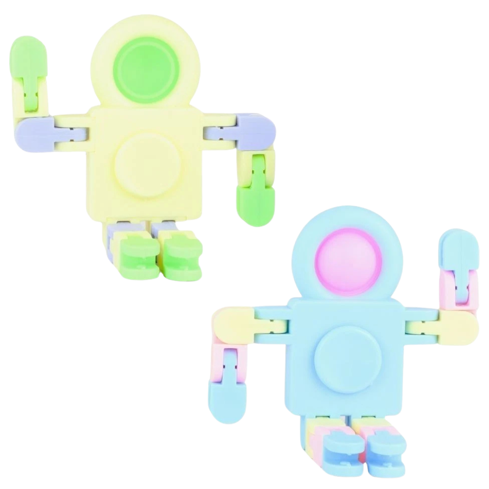 Pastel Fidget Robot Toy Pop Spin Twist Sensory Stress Relief Kids Adults