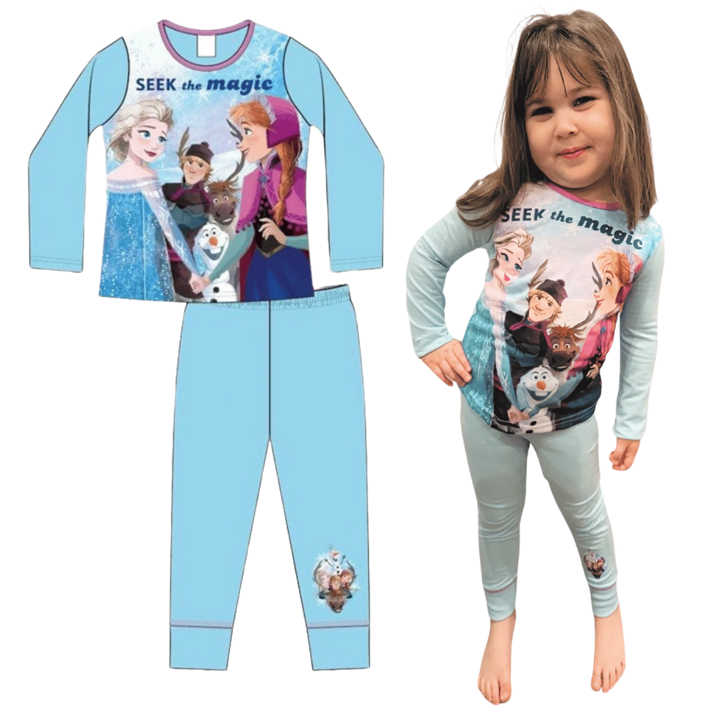 Disney Frozen Girls Pyjama Set Elsa Anna Olaf Nightwear