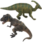 2-Piece Dinosaur Toy Set, T-Rex and Parasaurolophus Figures in Gift Box for Kids 3+