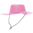 Toyland Pack of 3 34cm Baby Pink Glitter Cowboy Hats Festival Fancy Dress
