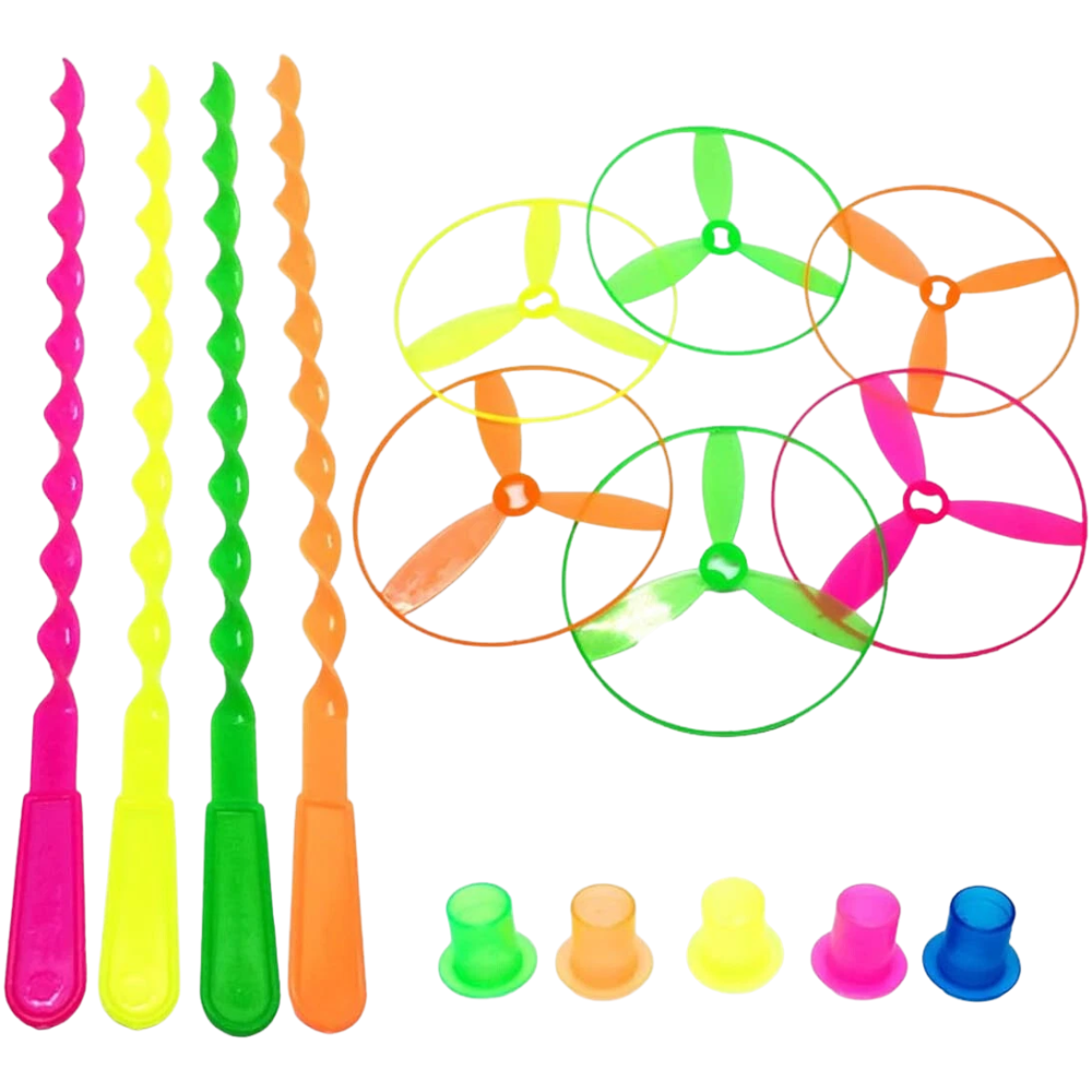 12x Plastic Flying Saucer Dragonfly Hand Propeller Spinning Toys