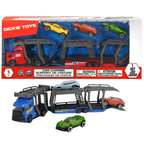 Dickie Toys Blue Car Carrier Truck with 3 Cars Diecast Model Toy 1:64 Scale Transport Set