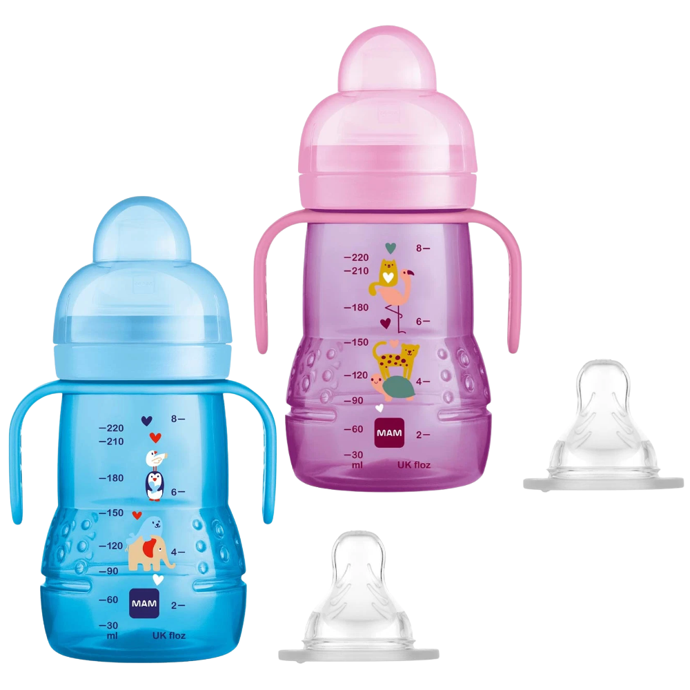 MAM Trainer+ 220ml Baby Training Cup 2-in-1 Spill-Free Teat and Soft Spout 4+ Months