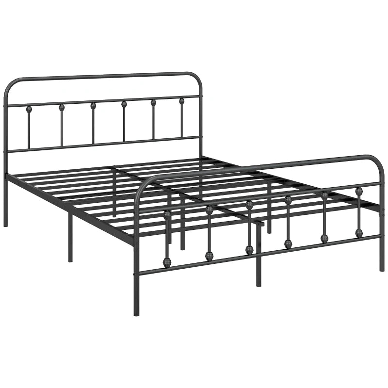 King Size Metal Bed Frame, Black Finish with Minimalist Design