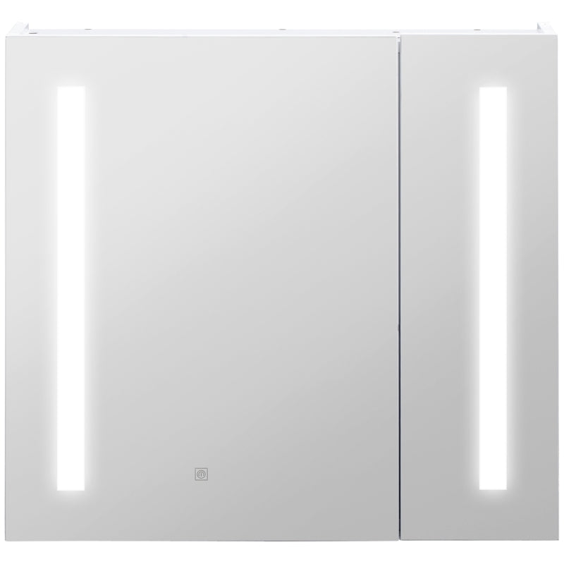 White Bathroom Mirror Cabinet with LED Light, USB & Touch Sensor – 650mm