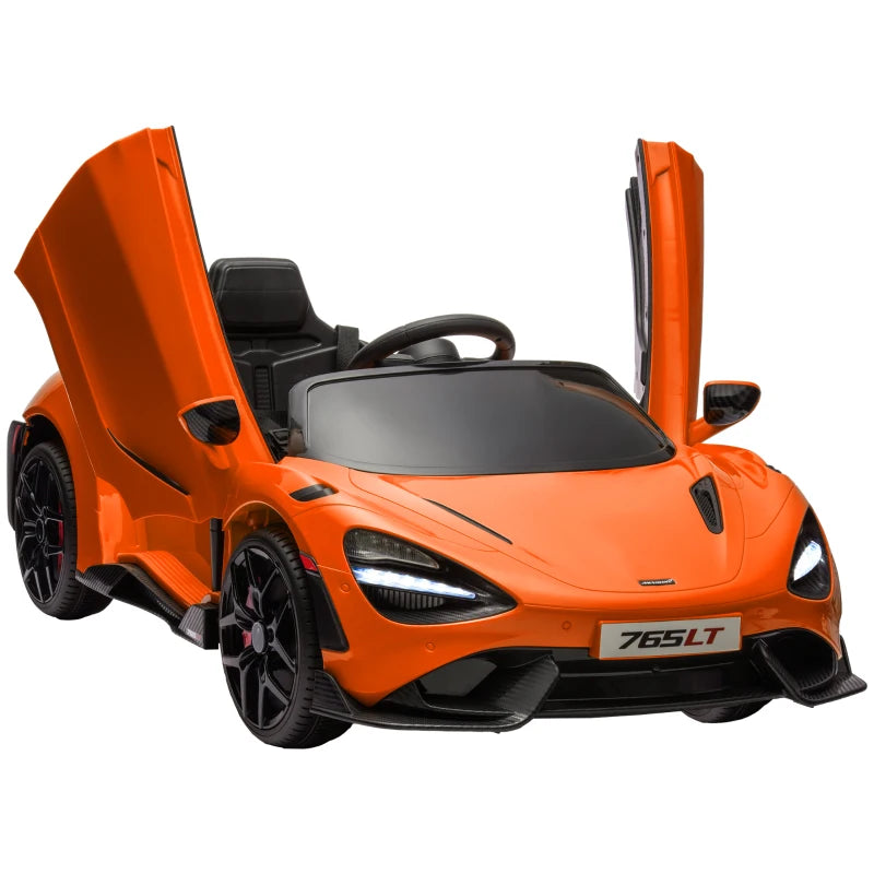 Kids 12V McLaren 765LT Electric Ride-On Car with Remote Control and Transport Wheels