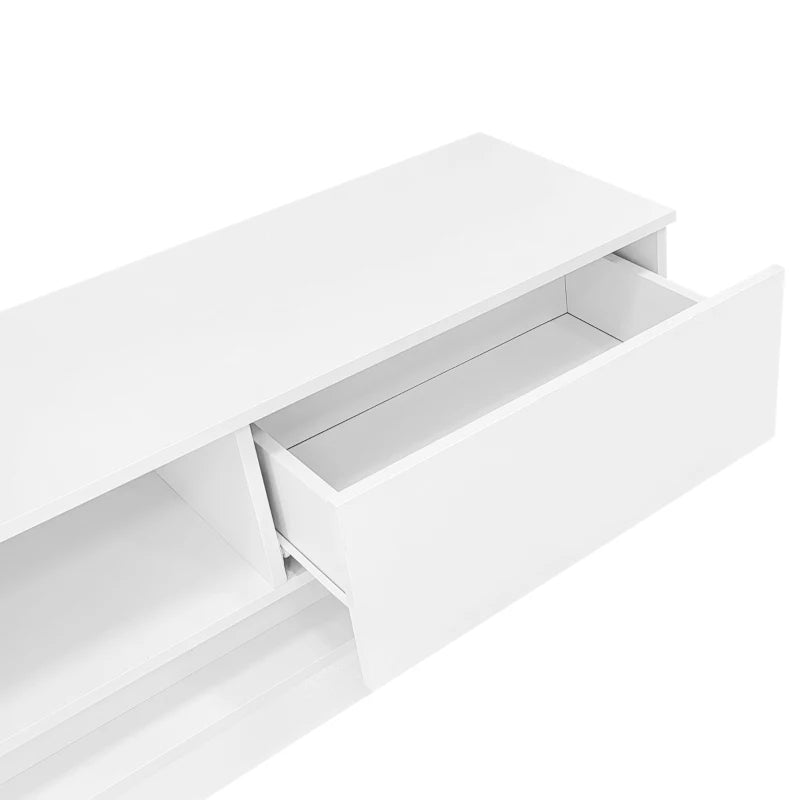 LED TV Cabinet with 2 Drawers & High Gloss Front – Fits 79" TVs, White