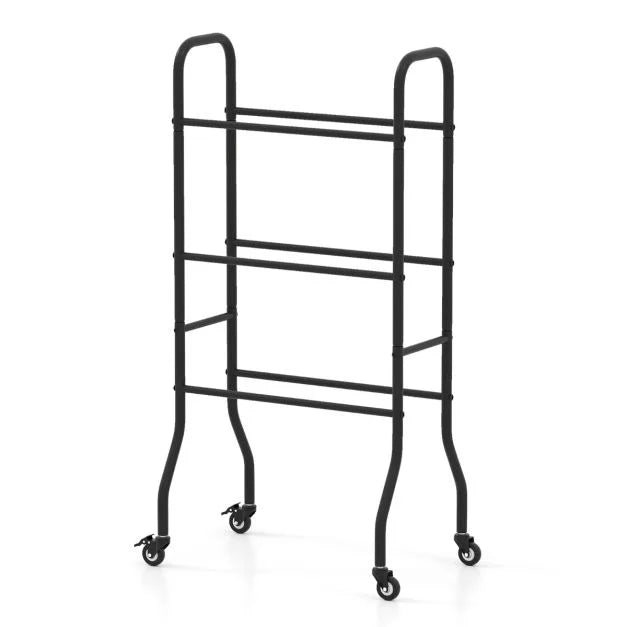 Basketball Rack 3-Tier with Metal Frame and 4 Universal Wheels