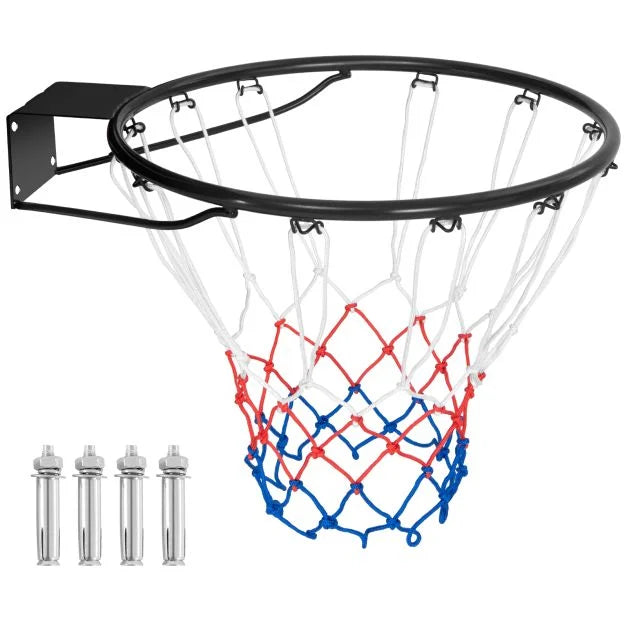 Heavy-Duty 45/38 CM Basketball Hoop Rim with Net & Hardware