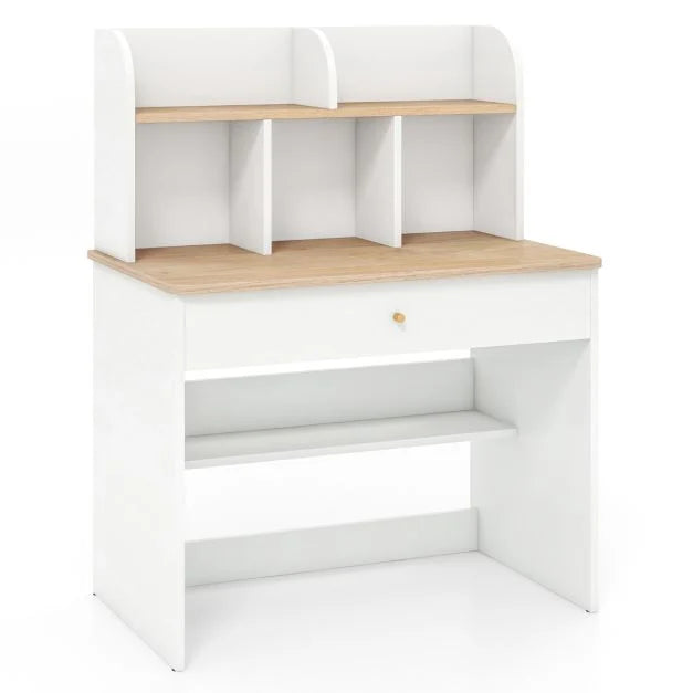 Wooden Kids Study Desk with Hutch and Drawer Storage