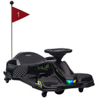 Electric Go Kart for Kids 12V with Music & LED Lights, Slow Start – Black