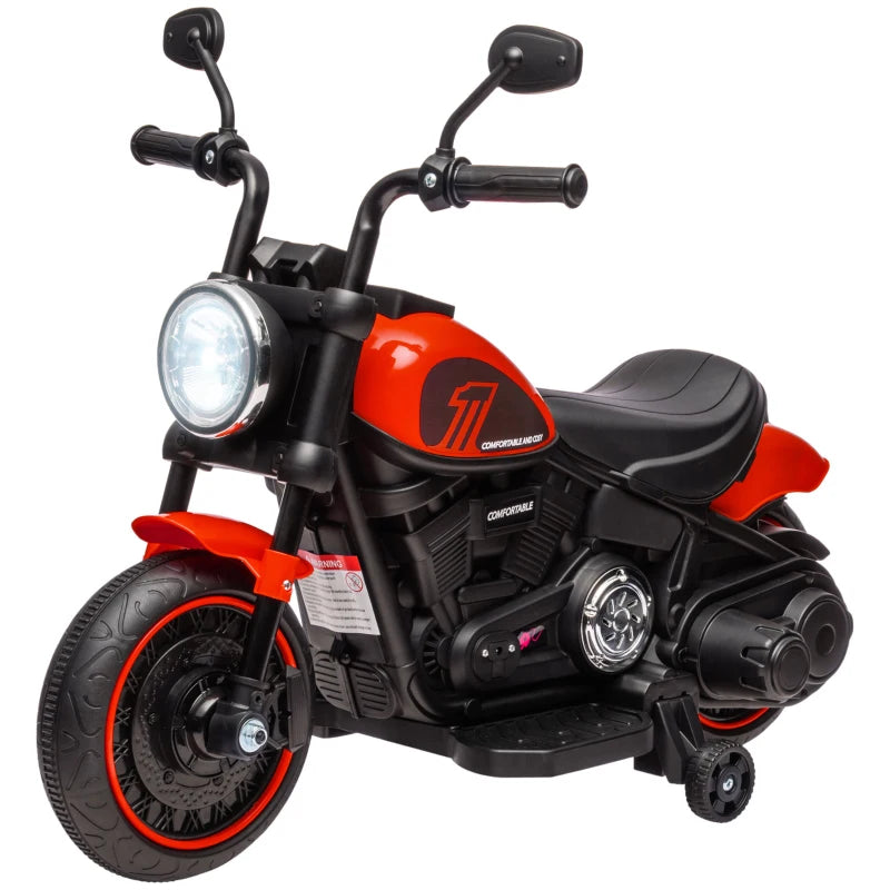 Kids 6V Electric Motorbike with Safety Wheels and Push-Button Start – Ride-On in Red