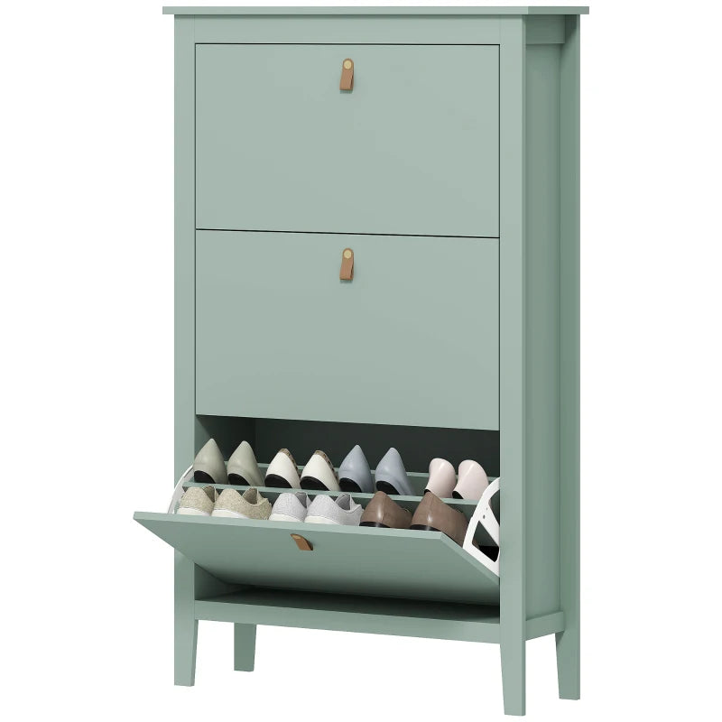 Green Shoe Cabinet – Modern Slim 3-Drawer Storage for Hall or Bedroom