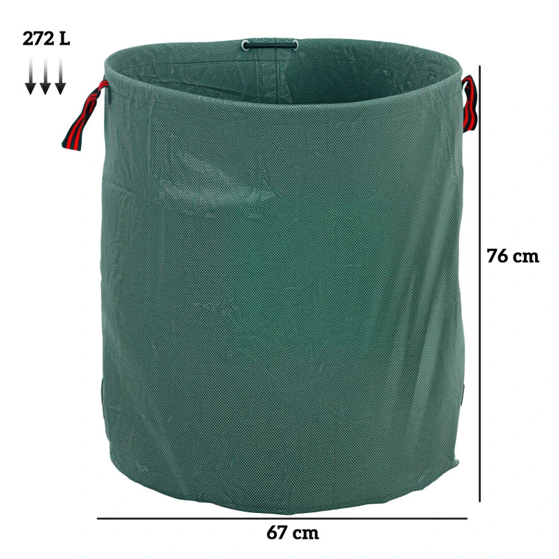 Garden Waste Bags for Leaves & Debris, Heavy Duty, Reusable with Handles, Green, 272L x 3