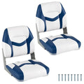 2-Pack Low-Back Folding Boat Chairs with Waterproof Leather & Thick Cushion