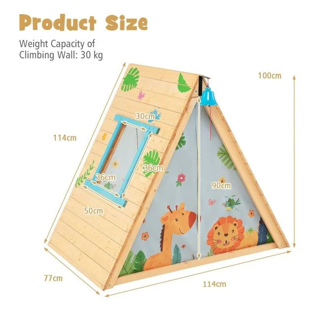 Children’s Climbing Playhouse Toy with Bell, Window, and Dual Play Features