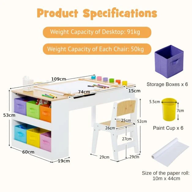 2-in-1 Activity & Art Table Set for Kids with Chairs