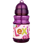 Personalised Girls Boys Name Water Bottle Flask Flip Top Pop Out Straw Kids Lunch Cup