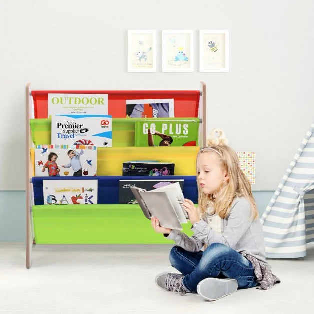 Kids 4-Tier Bookshelf with Magazine and Book Organizer