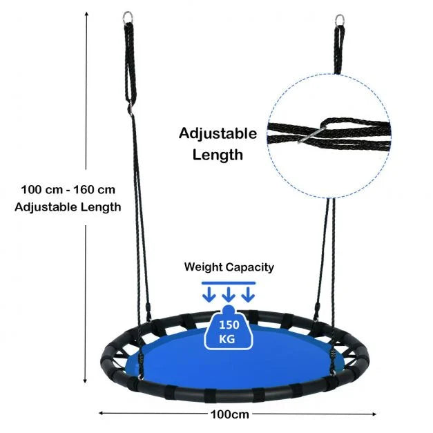 Round Tree Swing for Kids with Adjustable Ropes and Durable Hook Rings