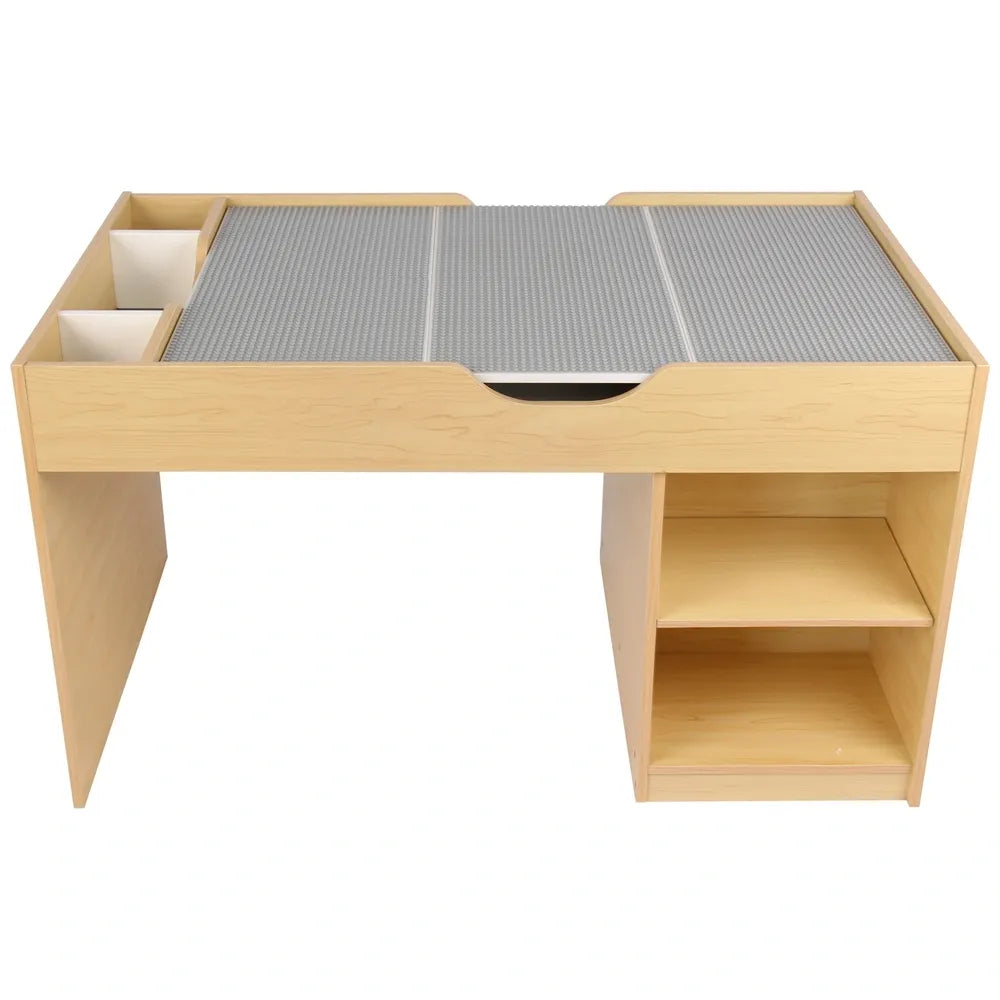Build 'n' Store Wooden Desk & Stool Base Plate Building Table for Kids