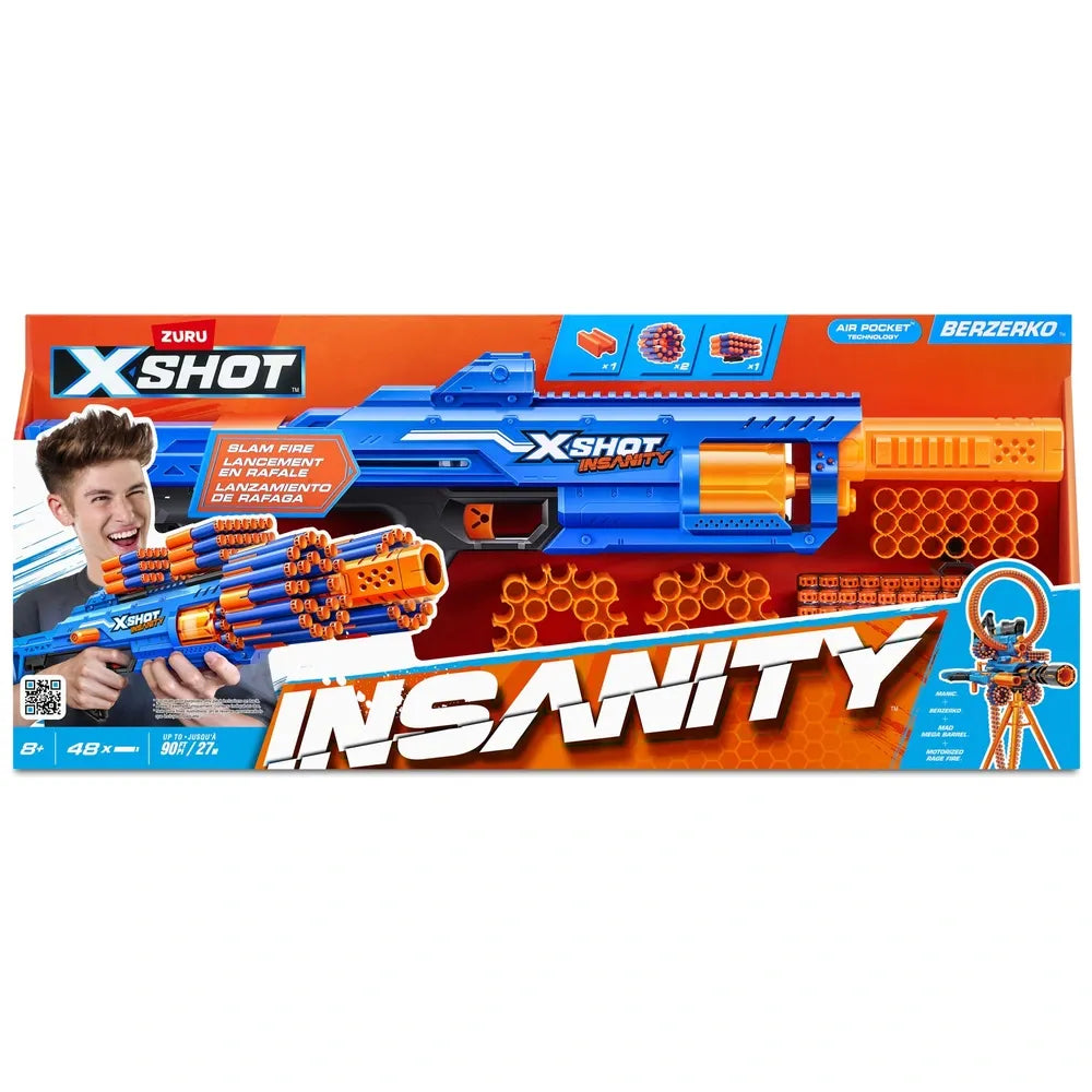 XSHOT by ZURU Insanity Berzerko Blaster with 48 Foam Darts