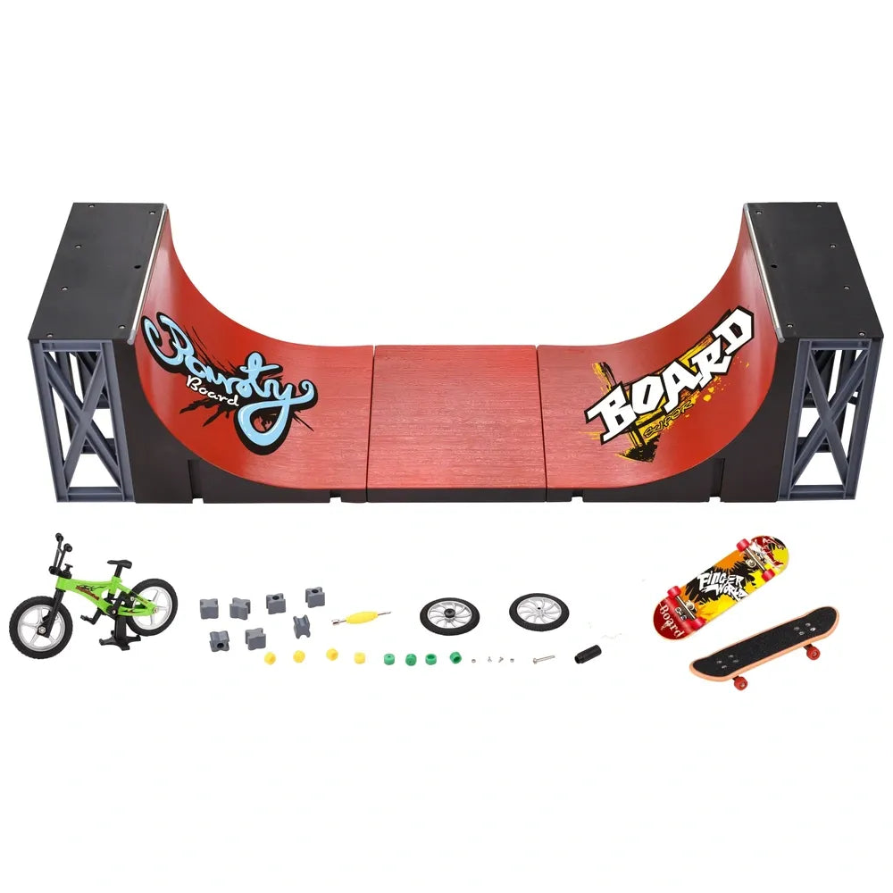 Finger Skateboard Ramp Half Pipe Set Mini Skate Park Toy for Kids