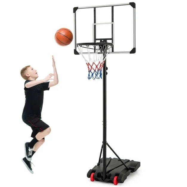 Portable Basketball Hoop 223–253 cm with Wheels and Fillable Base