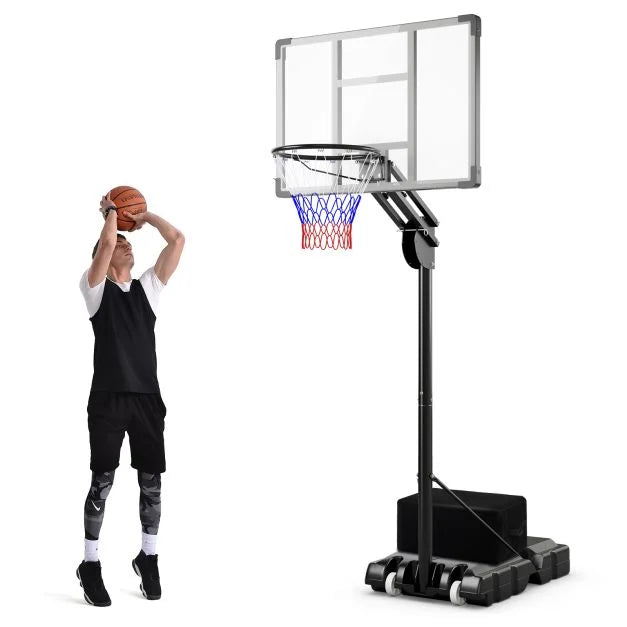 Portable Adjustable Basketball Hoop 2.36–3.05m with Backboard & Weight Bag