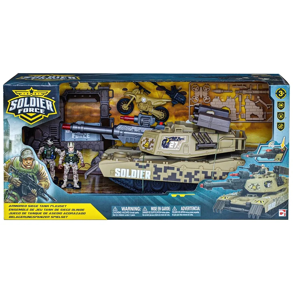 Soldier Force Armored Siege Tank Playset with Lights & Sounds for Kids
