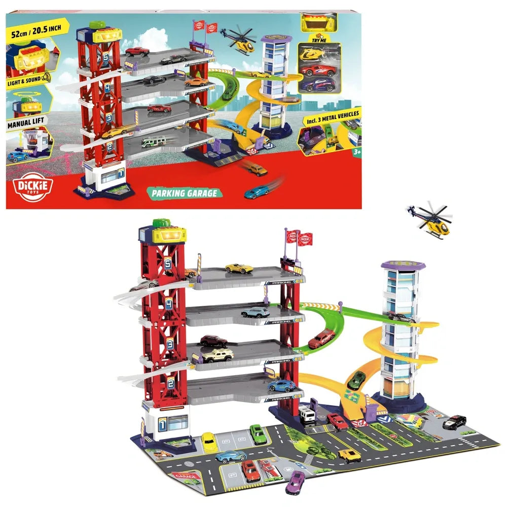 4-Level Parking Garage Playset with Ramps and Vehicle Storage