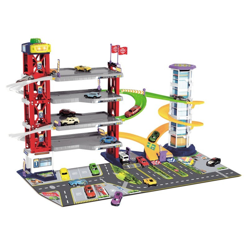 4-Level Parking Garage Playset with Ramps and Vehicle Storage