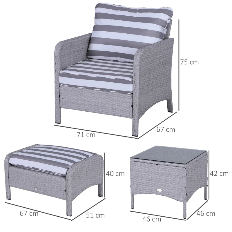 5-Piece Rattan Garden Furniture Set with Cushions & Table Grey and White Outdoor Set
