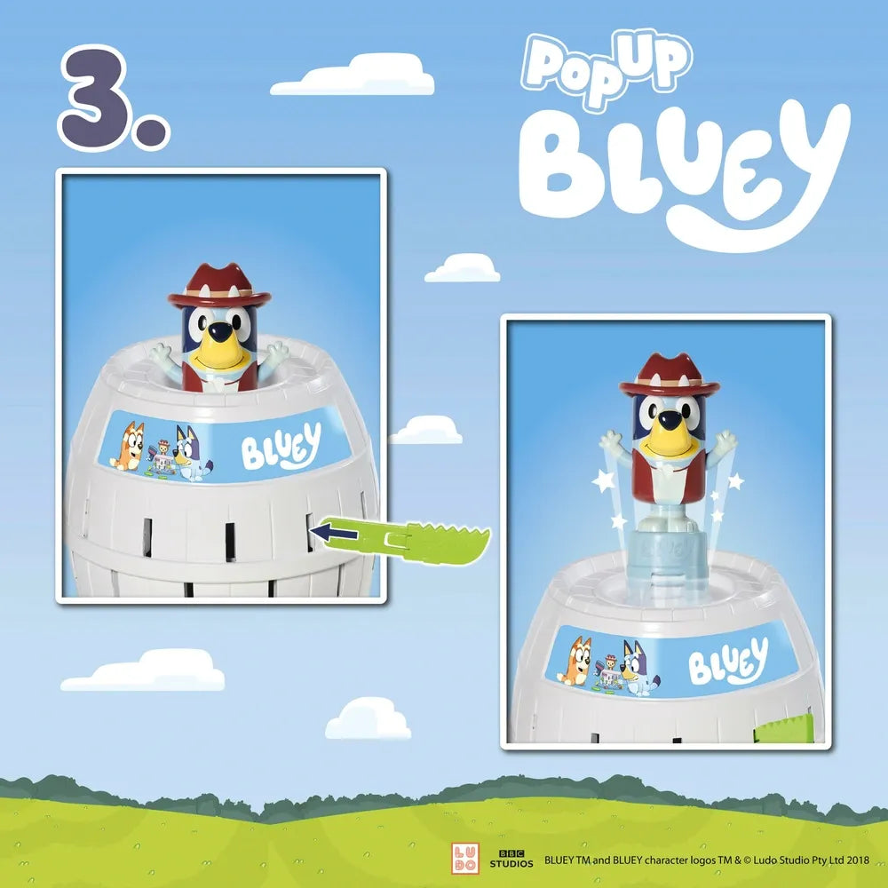 TOMY Pop-Up Bluey Game – Fun Interactive Board Game for Kids and Family