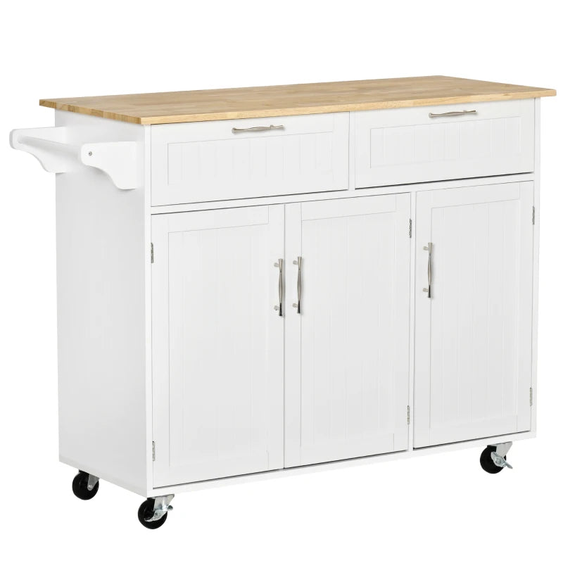 White Utility Island – Kitchen Cart with Drawers and Cabinets